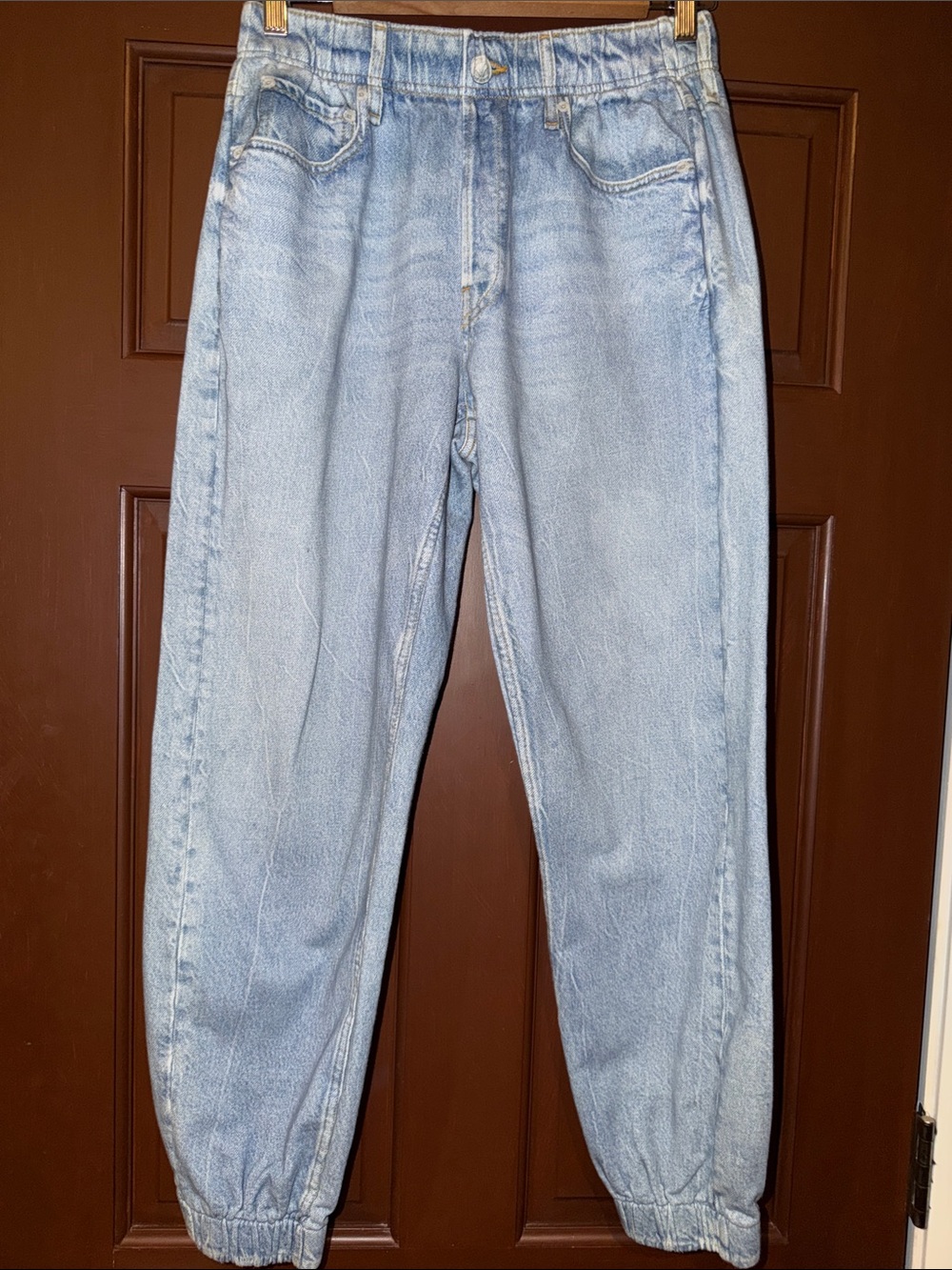 rag & bone Light Blue Elastic Hem Cropped Jeans